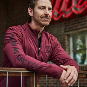 INDIAN MOTORCYCLE SLEEVE PRINTED ATHLETE QUARTER ZIP - PORT MEN'S L
